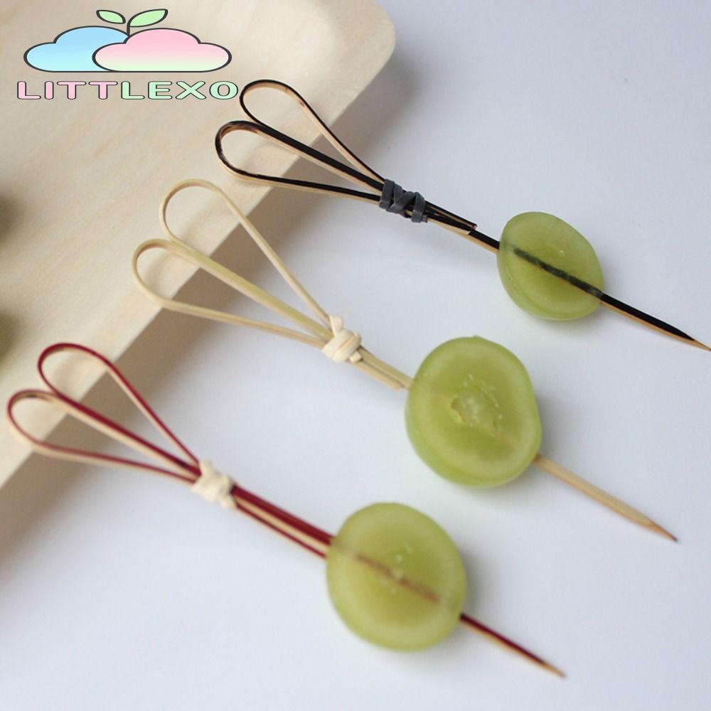 แท่งไม้จิ้มฟัน LITTLEX, 100 ชิ้น/ถุง แท่งเสียบที่เป็นมิตรกับสิ่งแวดล้อม Picks, ไม้จิ้มฟันไม้ไผ่ตกแต่ง Didi