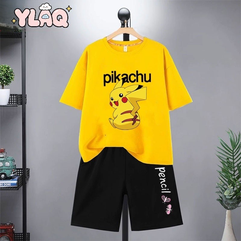 TM [พร้อมส่ง] ชุดเด็กชาย ชุดเซ็ตเด็ก เสื้อยืด+เกาเกงขาสั้น ผ้ายืด ใส่สบาย ใส่ได้ทั้ง ญ/ช ลายเยอะสกรีนลายการ์ตูนน่ารัก