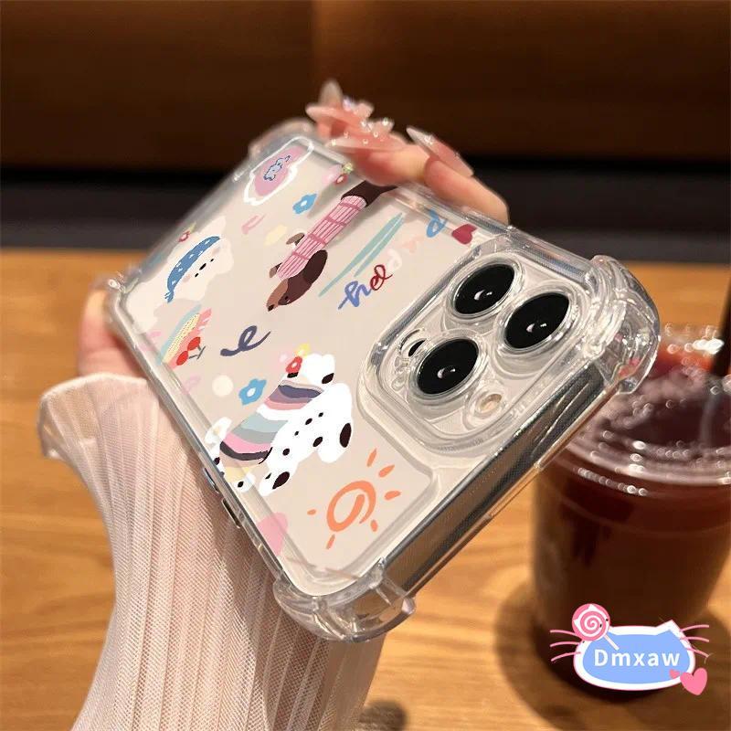 น่ารักการ์ตูนสุนัขใสสี่มุมเคสโทรศัพท์สําหรับVivo Y20 Y20S Y20A Y20i Y20T Y20G Y19S Y19 Y19E Y18 Y18E