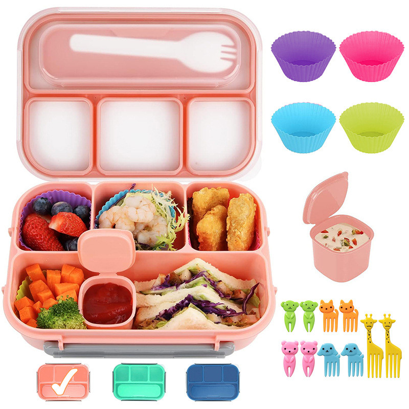 Plastic lunch box, microwaveable back-to-school lunch box, student fruit picks16Compartmented lunch 