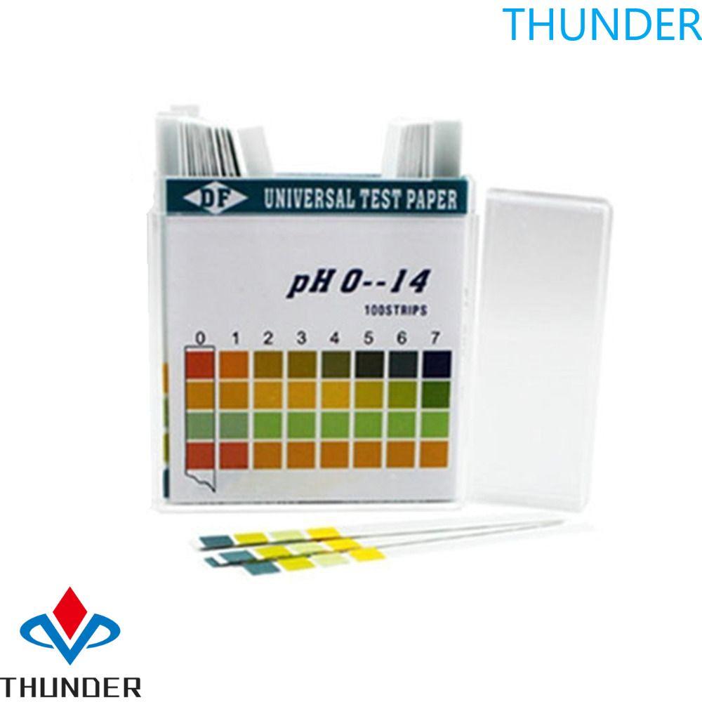 กระดาษทดสอบ THUNDER 100 แถบ PH, ชุดทดสอบ Litmus มืออาชีพตัวบ่งชี้กรดอัลคาไลน์, การการวัดเชิงปฏิบัติง่ายค่า PH 0-14 พร้อมกล่องพลาสติก PH เมตรกระดาษอุตสาหกรรม