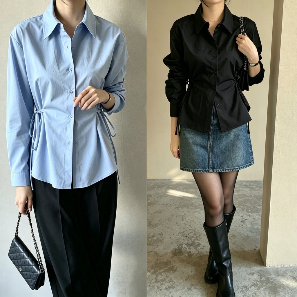 Beryl พร้อมส่ง เสื้อเชิ้ตผู้หญิง เสื้อเชิ้ตแขนยาว สไตล์ออฟฟิศ ตัดเย็บเอวรัด กระชับรูปร่าง