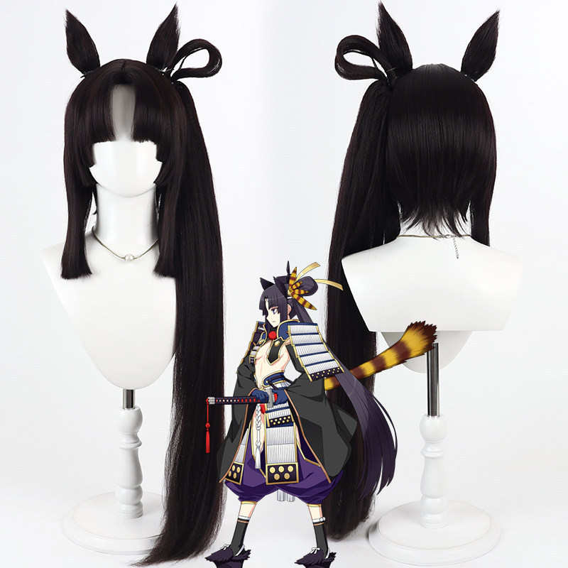 Fate/Grand Order Ushiwakamaru Cosplay Wig, Realistic Scalp Detachable Ponytail & Ear Accessories for