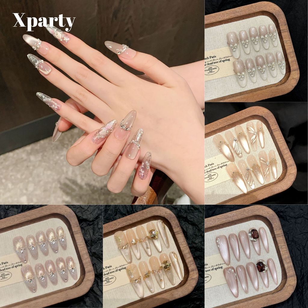 Xparty Nail เล็บปลอมเจลแท้ 100% รวมลายฮิต เล็บเจลสำเร็จรูป งานแฮนด์เมด เนียนเหมือนต่อเล็บ แถมอุปกรณ์ พร้อมส่ง A041-A060