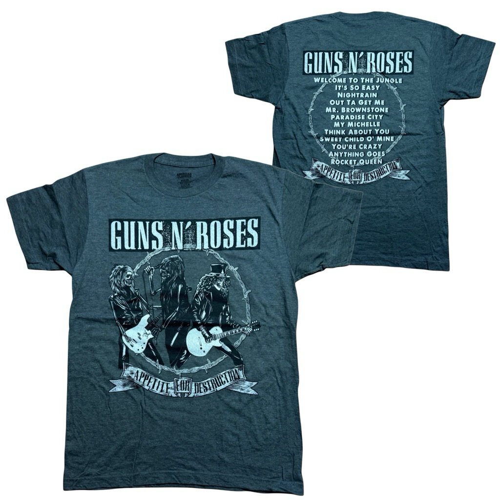เสื้อวง GUNS N ROSES T-SHIRT - APPETITE SONGS (HEATHER CHARCOAL) ลิขสิทธิ์แท้ USA