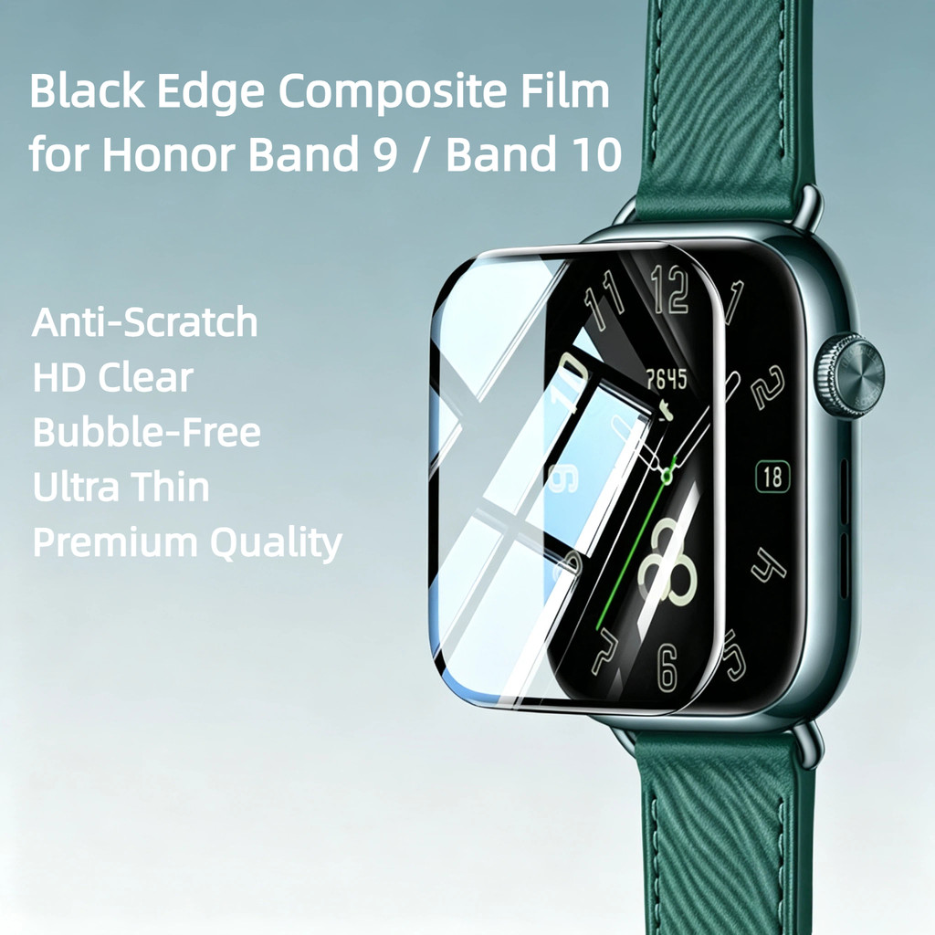2 ชิ้น/4 ชิ้นสีดําขอบคอมโพสิตป้องกันหน้าจอสําหรับ Honor Band 9 / Honor Band 10