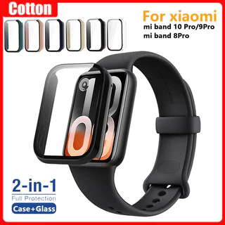 เคสพีซี + กระจกสําหรับ Xiaomi Mi Band 10 Pro เคสป้องกันกระจกนิรภัยป้องกันหน้าจอสําหรับ Mi Band 9Pro 8Pro อุปกรณ์กันชน