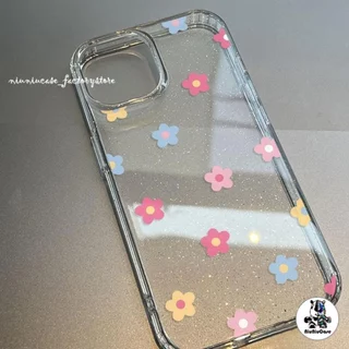 เคส For iPhone 16 เคสไอโฟน11 ใสแวววาวสุดสดใส เคส TPU ดอกไม้หลากสี เข้ากันได้กับ iPhone 12 13 16 15 14 Pro max XR 16Plus