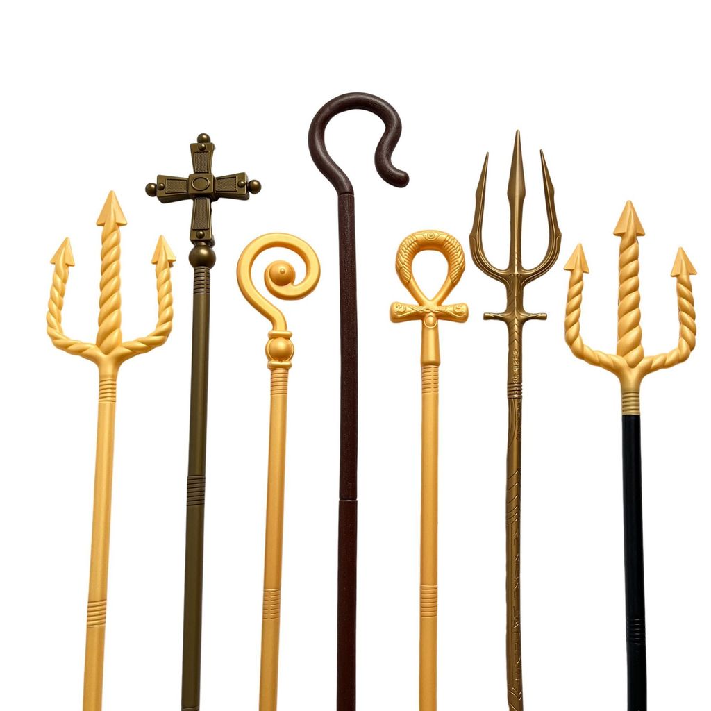 อาวุธฮาโลวีน Death Props Golden Aquaman ส้อม Trident Cross Pharaoh Scepter