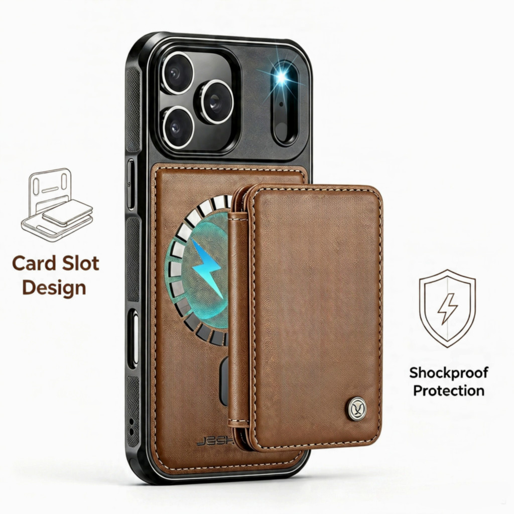 หนังแม่เหล็ก RFID Blocking Card สําหรับ iPhone 17 Pro Max Air 18 16 Plus 14 13 12 11 X XR XS Max 17E