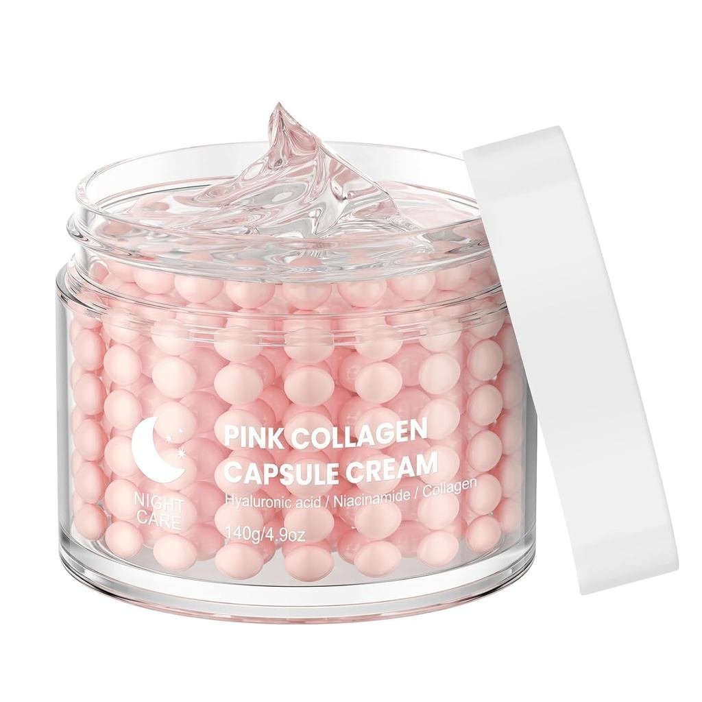 Pink Collage Capsule Mask, Moisturizing Capsule Facial Care, Night Moisturizing Facial Care 4.9oz 2D