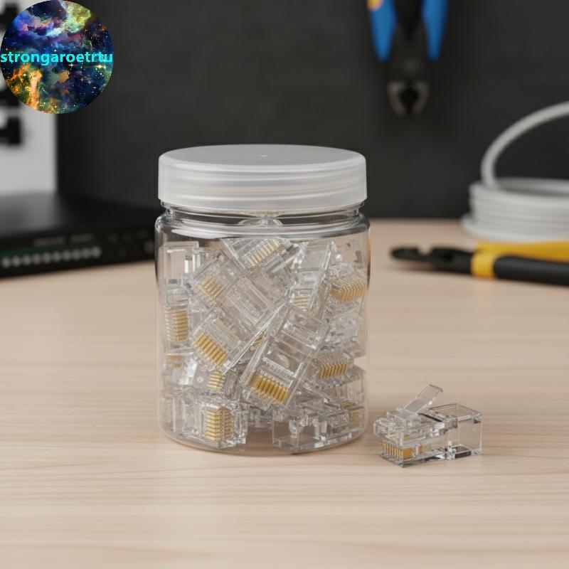 Strongaroetrtu 100PCS Cat6 UTP FTP สายเคเบิลเครือข่ายปลั๊ก Soets ทนทาน Ethernet Connectors Modular E