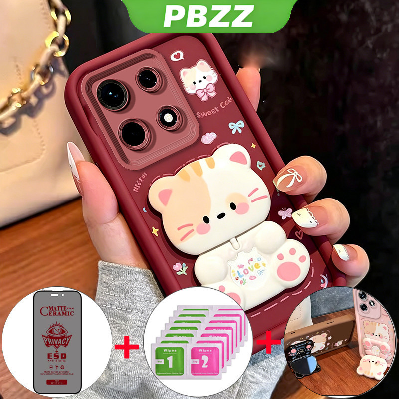 สําหรับ VIVO Y05 y05t y05a y11d 4g 2026 เคสโทรศัพท์ซิลิโคนกันกระแทกออกแบบใหม่ความงามพร้อมผู้ถือเซรามิคความเป็นส่วนตัวกระจกนิรภัยสําหรับสาว JTFKMZJ3