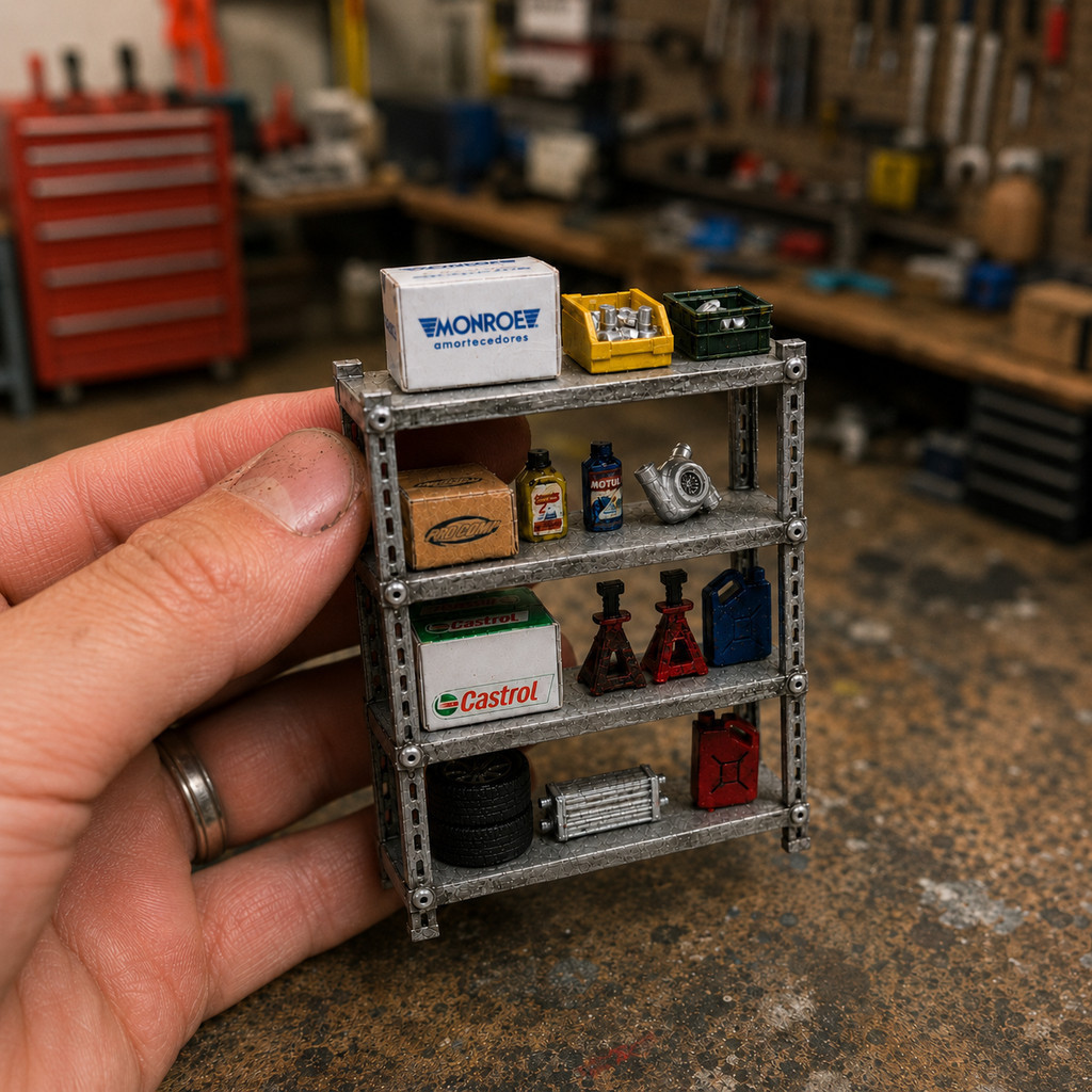 1:64 โลหะชั้นเก็บโรงรถDioramaอุปกรณ์เสริมซ่อมShopอุปกรณ์RackสําหรับDiecastรุ่นรถฉากจอแสดงผล
