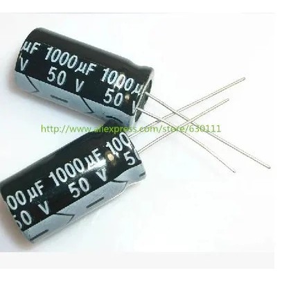 100PCS 1000uF 50V 50V1000UF Radial Electrolytic Capacitor 13 x 25 มม.