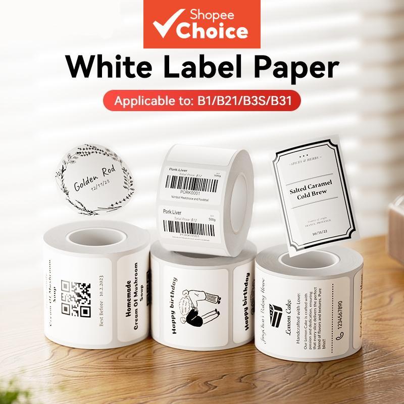 Thermal Label Roll สติกเกอร์สติกเกอร์กันน้ําฉีกขาดไม่มีกาวตกค้างสําหรับ B1 B21 B3S เครื่องพิมพ์