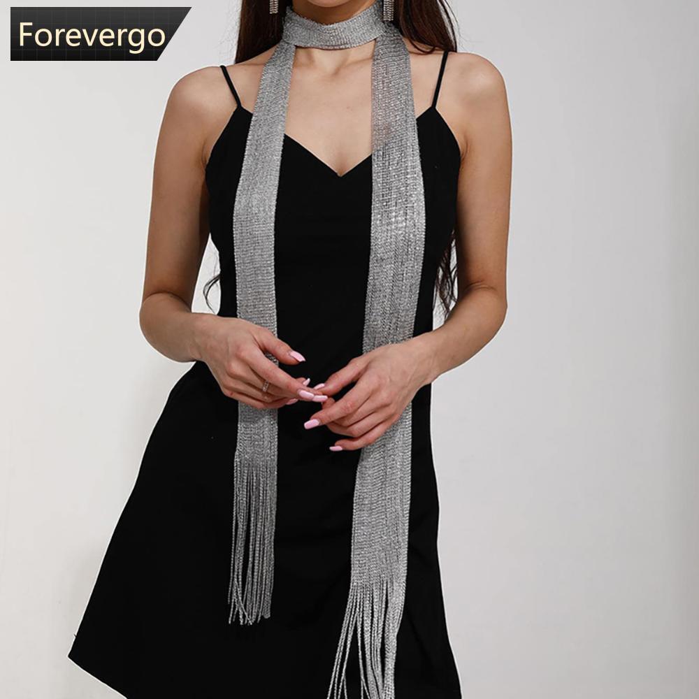 FVG Shiny Metallic Bright Silk Scarf ครีมกันแดดคอ Wrap อุปกรณ์เสริมสําหรับไนท์คลับปาร์ตี้ฤดูใบไม้ผลิ