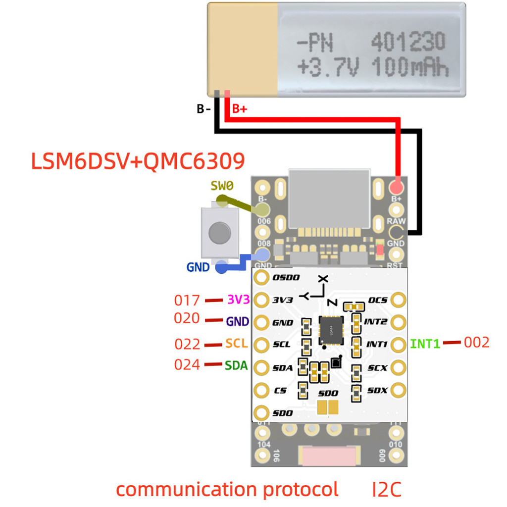 JMT (Fusi) โมดูลติดตาม LSM6DSV + QMC6309 เหมาะสําหรับ SlimeVR สําหรับหุ่นยนต์ฝึกเมือก Smol