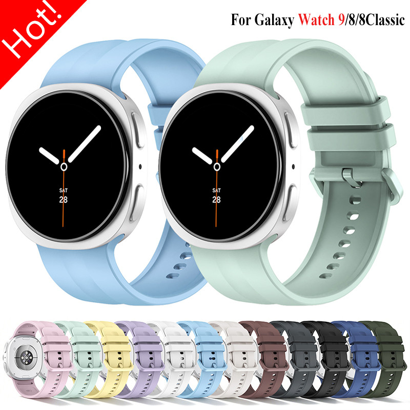 สายรัดซิลิโคนสําหรับ Samsung Galaxy Watch 9 8 40 มม.44 มม.8 คลาสสิก 46 มม.สร้อยข้อมือสายรัดข้อมือกีฬา