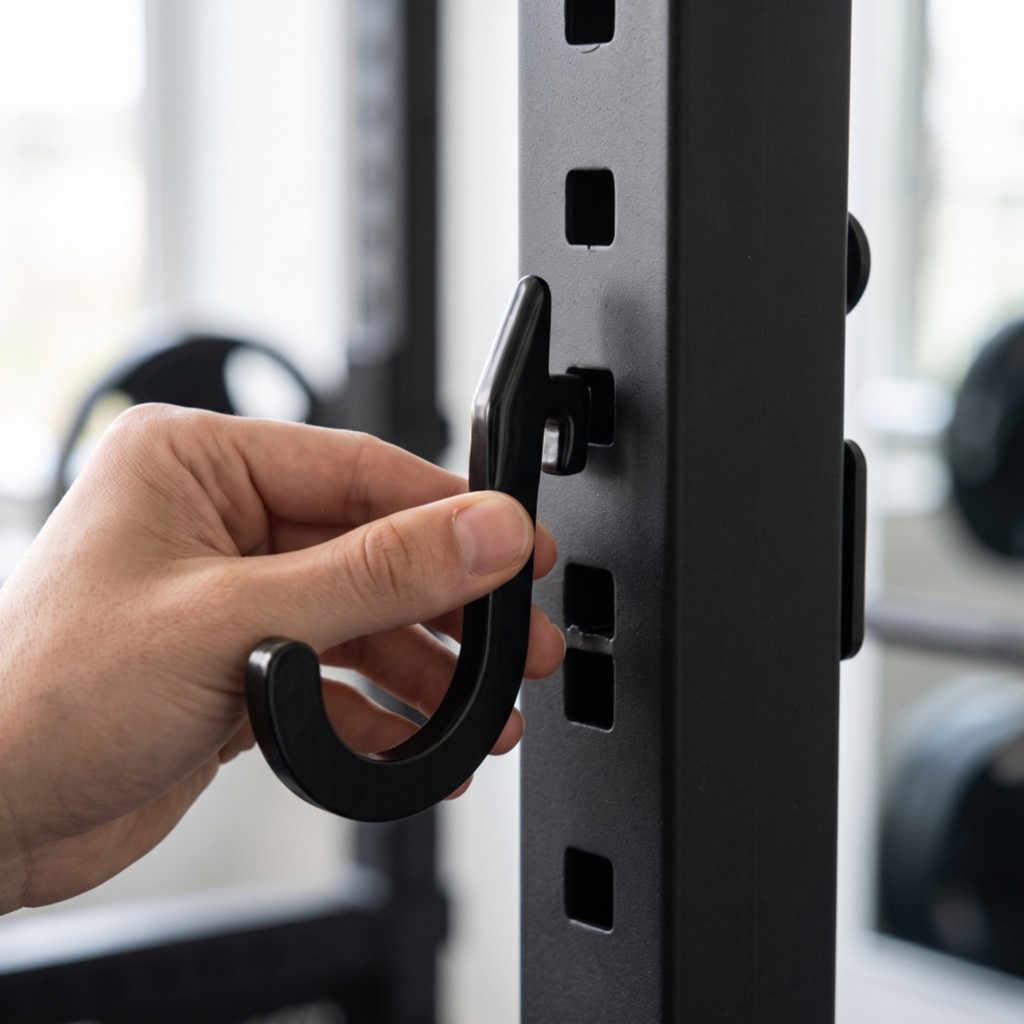 2 ชิ้น Power Rack J Hook เหล็กคาร์บอน Squat Rack J Hook Barbell ผู้ถือสนิมเสริมสําหรับ Weightlifters