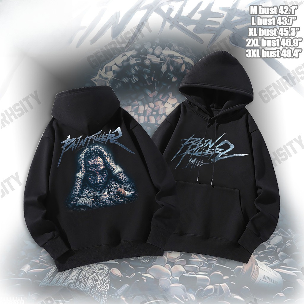 【ใหม่】เสื้อฮู้ด 1mill Graphic Unisex Painkiller 2 ฮู้ดแขนยาว Cotton Fashion Hoodie Y2k M-3xl