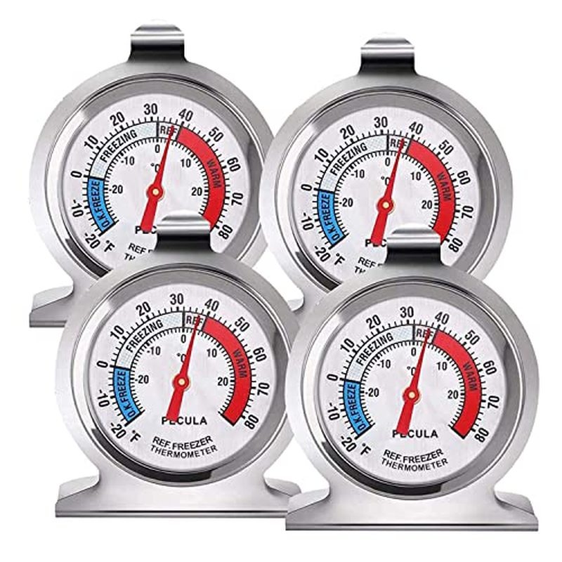 4PACK Refrigeor เครื่องวัดอุณหภูมิ -30 deg C/-20-80 deg F, Classic ตู้เย็นเทอร์โมมิเตอร์หน้าปัดขนาดใ