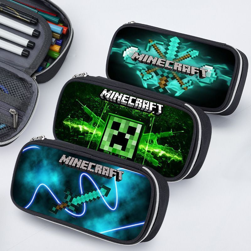 [ข้อเสนอพิเศษ] minecraf Minecraft กล่องดินสอ Boy 2025 สไตล์ใหม่ขนาดใหญ่ดินสอเด็กกล่องเครื่องเขียนนักเรียนประถมของขวัญวันเกิดสําหรับ F