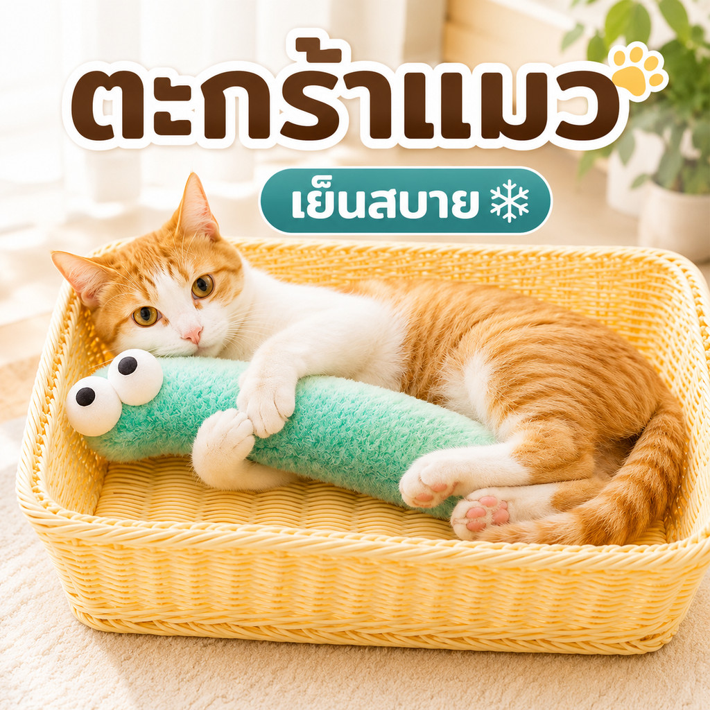 ที่นอนแมว เบาะแมว ตะกร้าแมวหวาย ระบายอากาศ ลับเล็บแมว นุ่มเย็น ซักง่าย นอนสบาย