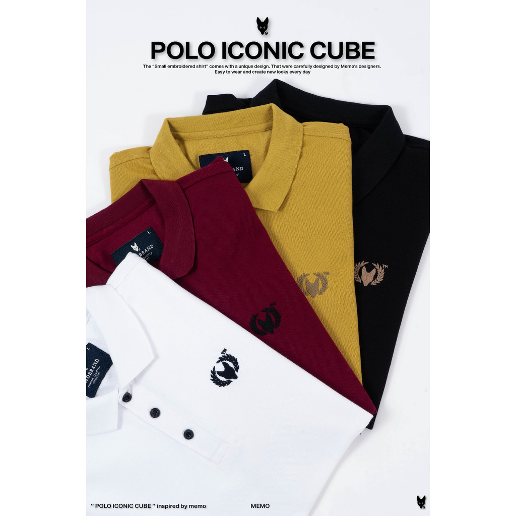 AEIOU เสื้อโปโล - คอปกธรรมดา Memo รุ่น Polo Basic Iconic Cube ไซส์ S,M,L,XL,XXL