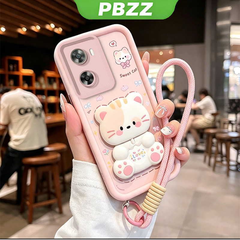 เคสสําหรับ OPPO a6x A6 PRO a6c 4g A6t pro a6S A6 5g เคสโทรศัพท์ Softcase ซิลิโคนกันกระแทกความงามดีไซน์ใหม่พร้อมที่วางสําหรับสาวแมวน่ารักสีชมพู JTDTMZJ1