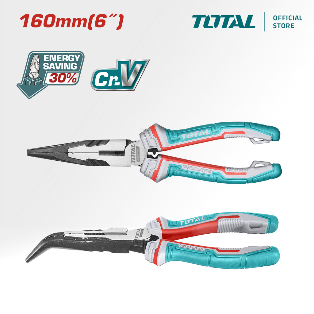 TOTAL Tools คีมจมูกงอสูงพร้อมประหยัดพลังงาน 30% (6" / Cr-V) THT24616S