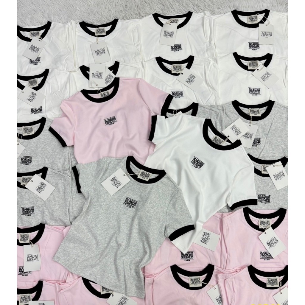 🍒 VALEN 5386 เสื้อยืดทรงพอดีตัว แต่งงานปัก ตัดขอบ ผ้านิ่มใส่สบาย