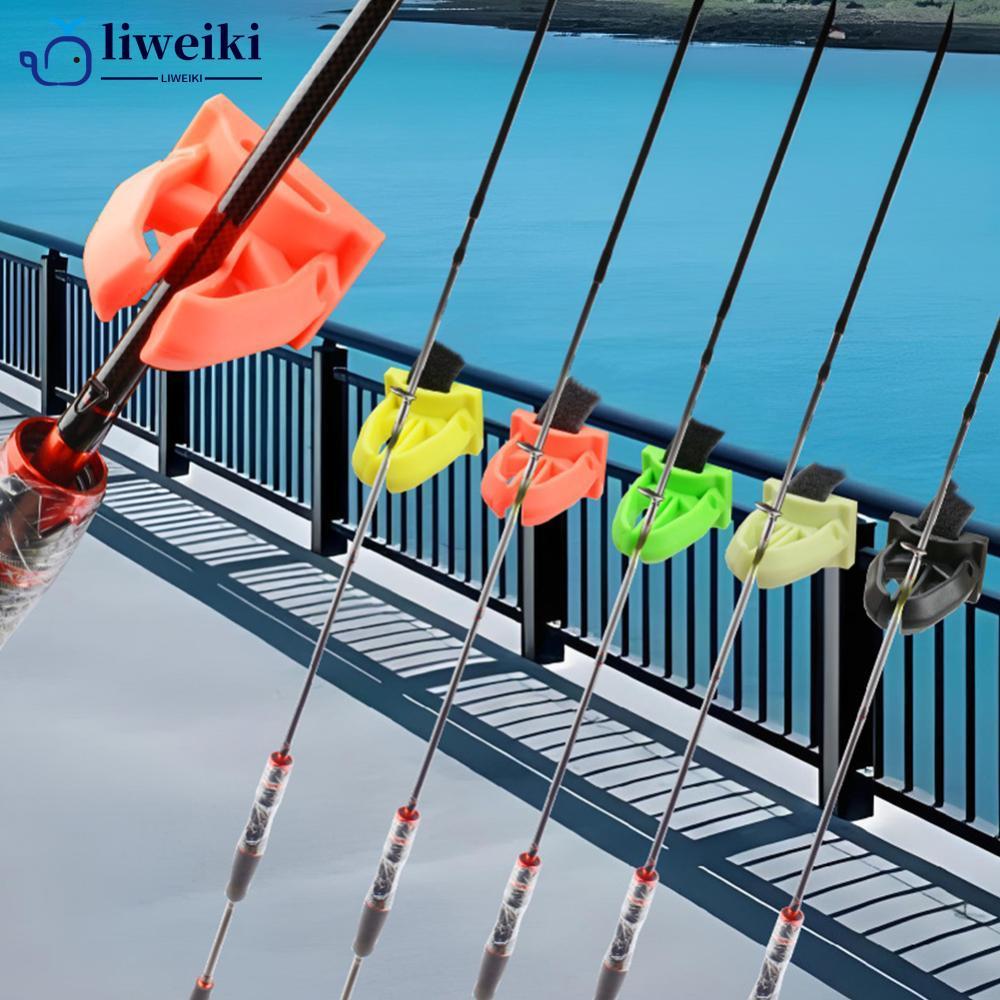LIWEKI 1PC Multi-Functional Fishing Rod สําหรับเรือและสะพานตกปลาติดผนังซิลิโคน Scratch-Proof Rod Sto