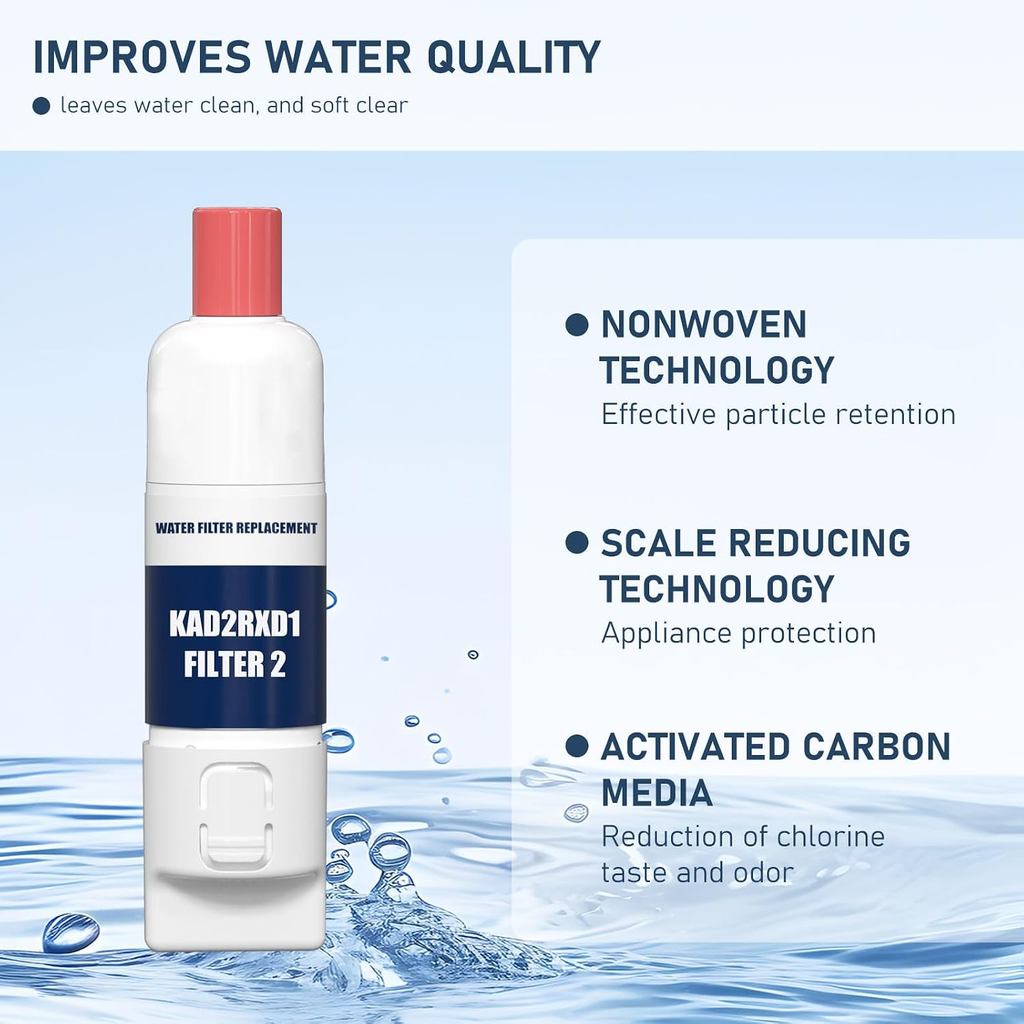 KAD2RXD1 Filter 2 ตลับกรองน้ําเข้ากันได้กับ KitchenAid KRFF577KPS, KRFF577KBS, KRMF536RPS, KRMF536RB
