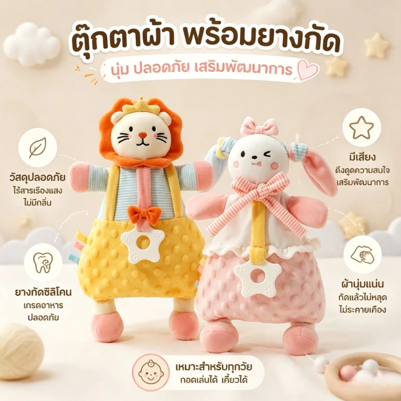 COD กอดอุ่น นอนสบาย ฝึกสอนพาให้นอน เสริมพัฒนาการเด็ก พรีเมี่ยมมาก ตุ๊กตาเพื่อสบายใจเด็กและทารก