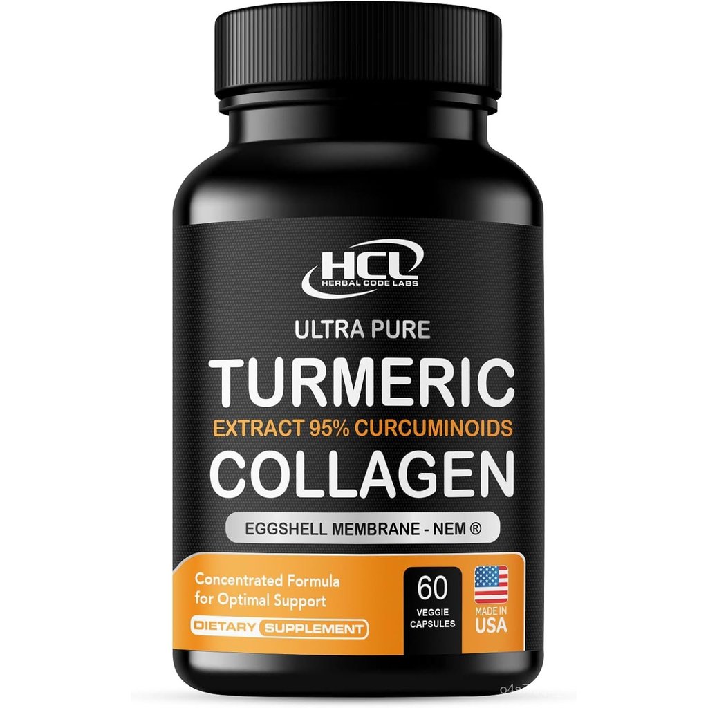 Turmeric Curcumin 95% Extract & Collagen Capsules - NEM Promotes Knee Comfort & Flexibility - Eggshe