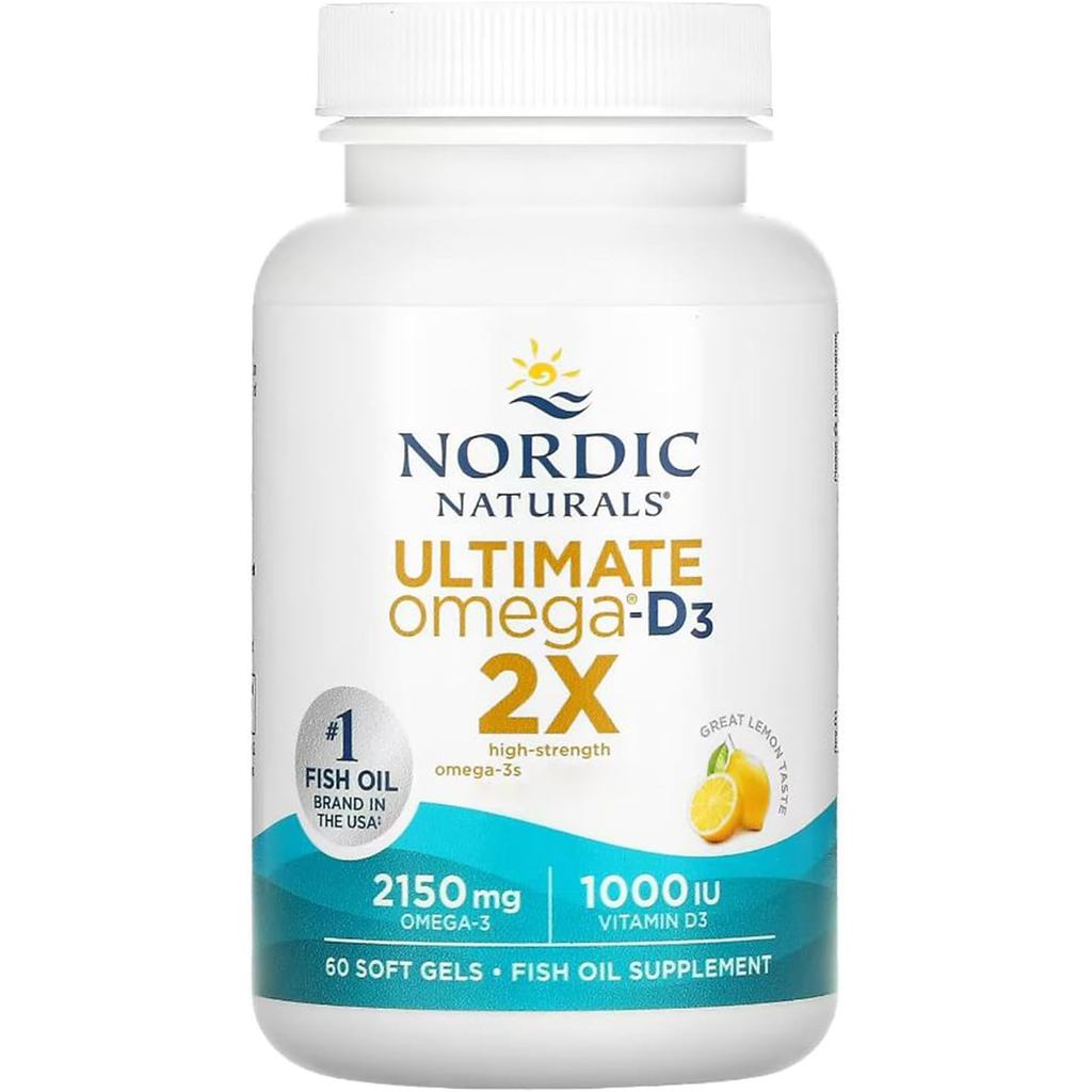 Nordic Natural Ultimate Omega 2X, 2840 Omega-3 มีน้ํามันปลา EPA, DHA และวิตามิน D2 รสเลมอน 119ml ทดส