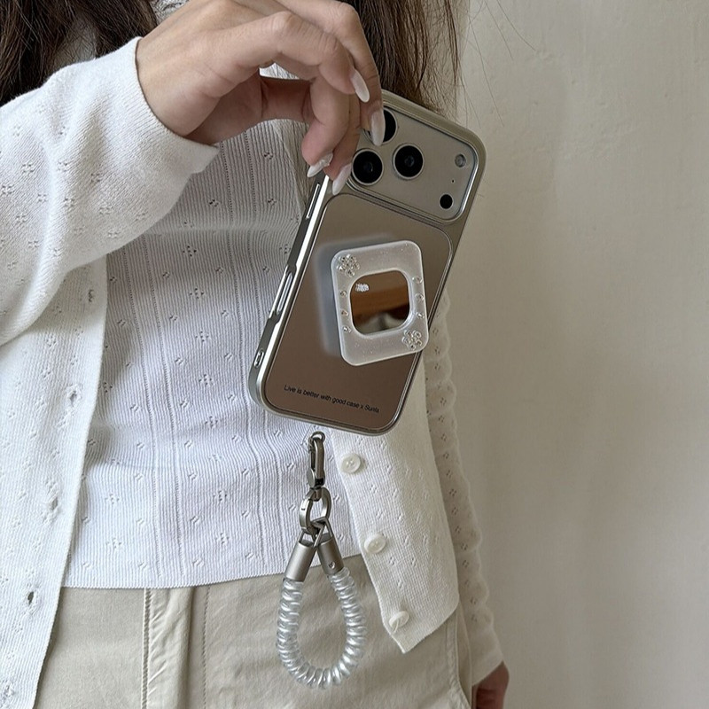 Ins Premium Metallic Silver Case สําหรับ iPhone 17 17Pro 17Promax 16 16Pro 16Promax 15 15Pro 15Promax