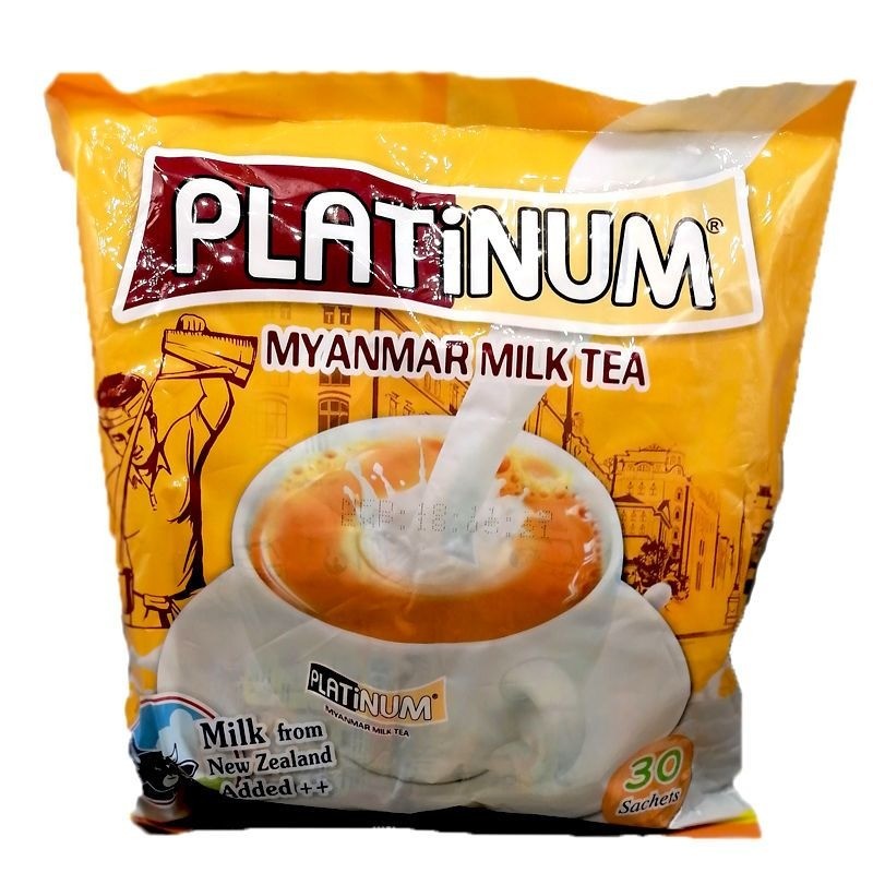 Myanmar PLATINUM Milk Tea 3 in 1 Instant Bag Powder Fragrant Thick Milk Tea Shop วัตถุดิบ 30 ซอง#缅甸P