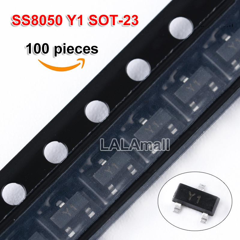 100pcs SS8050 Y1 SOT-23 MMBT8050 SOT23 MMBT8050LT1G NPN 25V/1.5A SMD ทรานซิสเตอร์เครื่องหมายรหัส Y1 