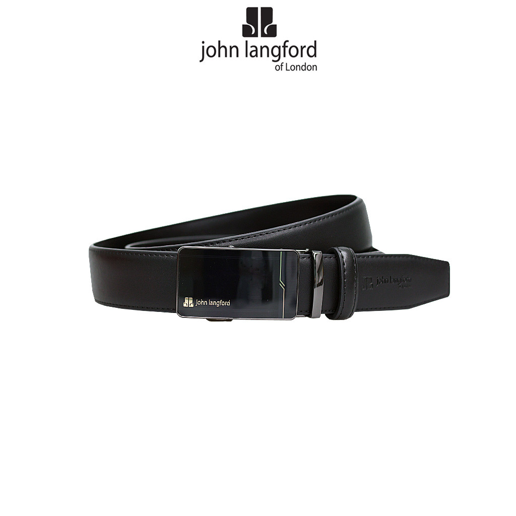 JOHN LANGFORD เข็มขัดผู้ชาย / 35MM หัวเข็มขัดอัตโนมัติ / หนัง / สีดํา / JLB327L9 (A1)