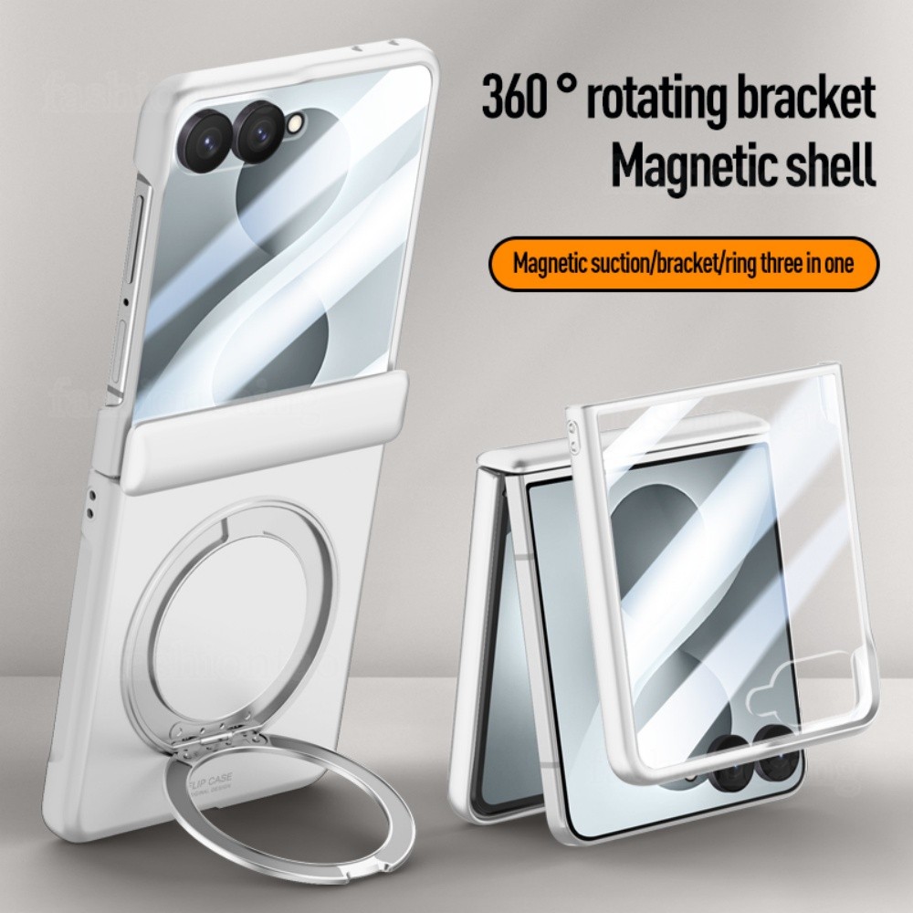 สีทึบเคสโทรศัพท์สําหรับ Samsung Galaxy Z Flip 8 7 Flip8 Flip7 ZFlip8 GalaxyZFlip8 2026 ปลอกป้องกันฟิล์มเกราะแหวนวงเล็บกันกระแทกฮาร์ดปกหลัง