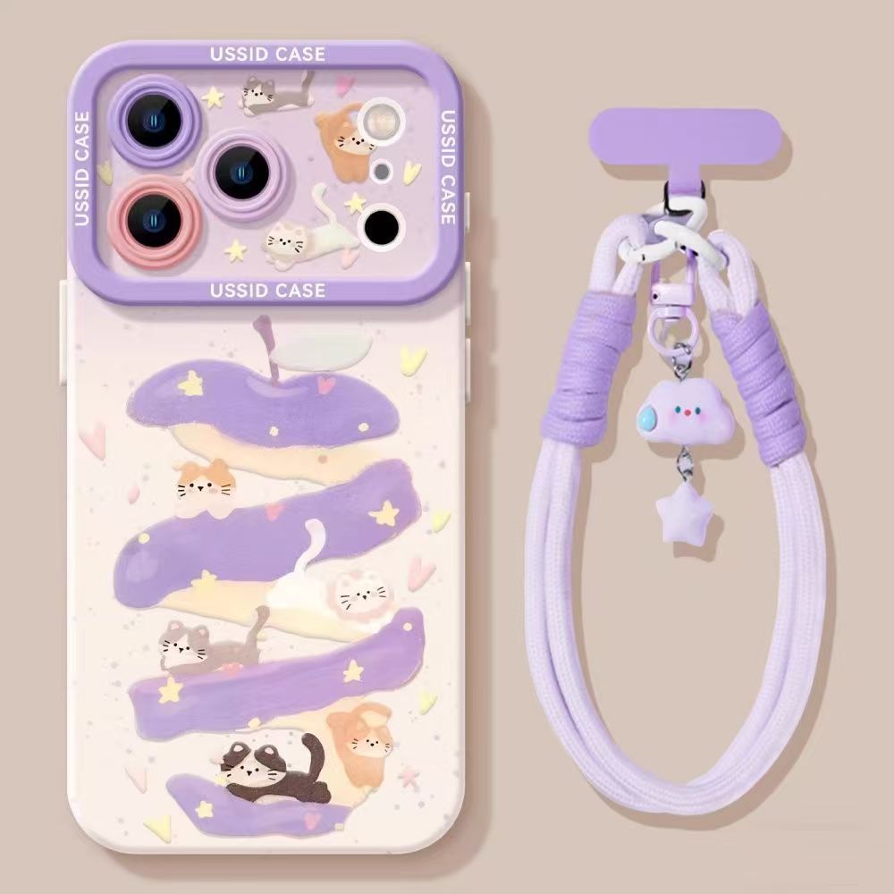 Zenso เคสซิลิโคนลายการ์ตูน Apple สีม่วงน่ารักสําหรับ iPhone X-17 Pro Max กันกระแทก