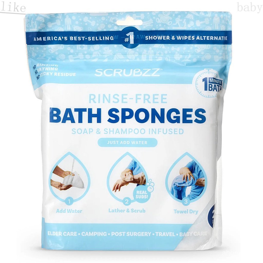 ScrubzzRinse-FreeBathingWipes-Soap&ShampooInfused-Hypoallergenic&pHBalanced-IdealforPost-Surgry,Elde