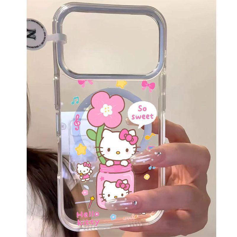 ขนาดใหญ่หลุมแม่เหล็กกรณีแจกัน เคที แมวเข้ากันได้กับ ไอโฟน17 เคสโทรศัพท์ 16/15/14มือโปร รอบขอบ 13 กันกระแทก12/11 นุ่มกรณี