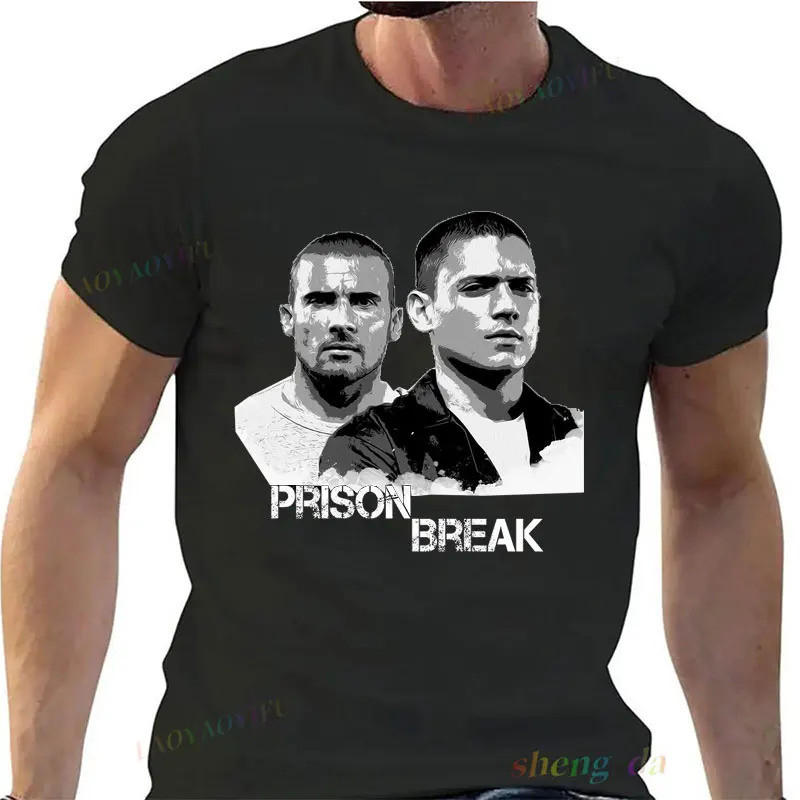 เสื้อยืดผู้ชายลายซีรีส์ Prison Break สไตล์วินเทจ ไมเคิล สโคฟิลด์ เสื้อผ้า Y2K สตรีทแวร์ เสื้อยืดพิมพ