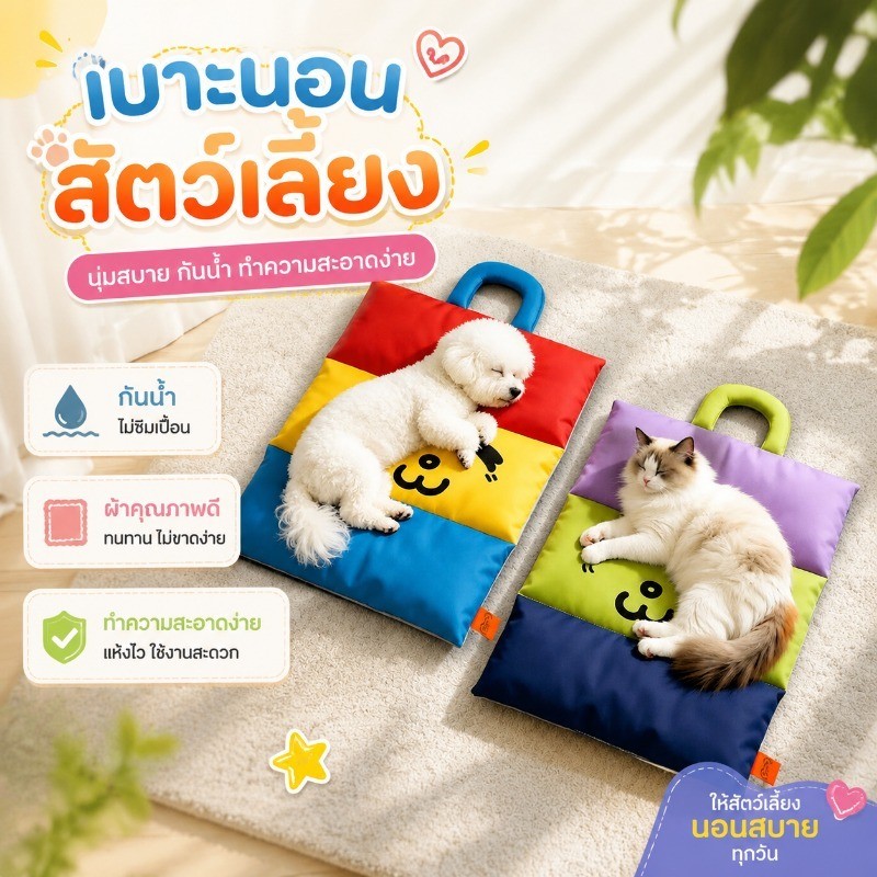 เบาะรองนอนสัตว์เลี้ยง ที่นอนแมว เหมาะสำหรับสุนัขและแมว แบบพกพา ซักด้วยเครื่องได้ ผ้ากันน้ําไส้นุ่ม