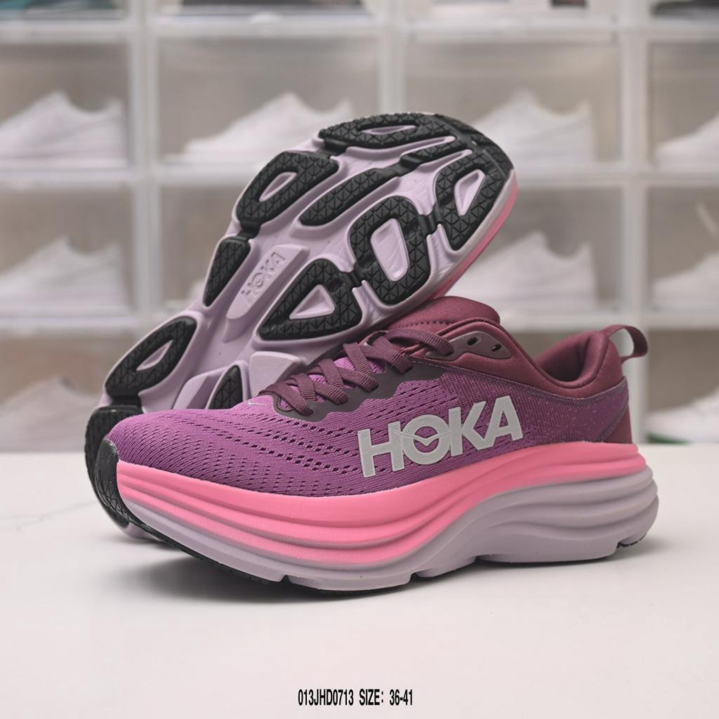 HOKA ONE ONE Bondi 8 รองเท้าวิ่งถนนดูดซับแรงกระแทกสําหรับผู้ชายและผู้หญิง,รองเท้ากีฬาลําลอง,รองเท้าก