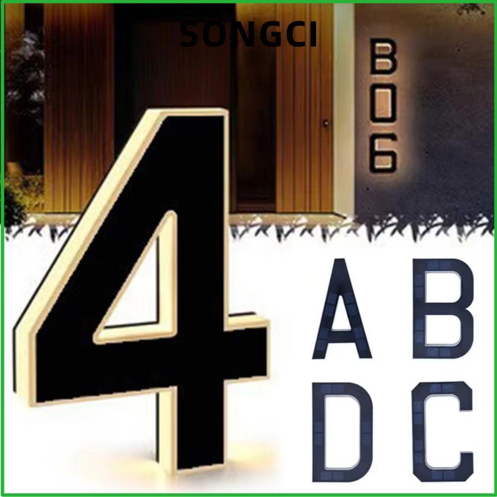 SONGCI House Numbers, Powered IP44 Waterproof LED Address Numbers, Energy Efficent ขนาด 6.7 นิ้ว LED