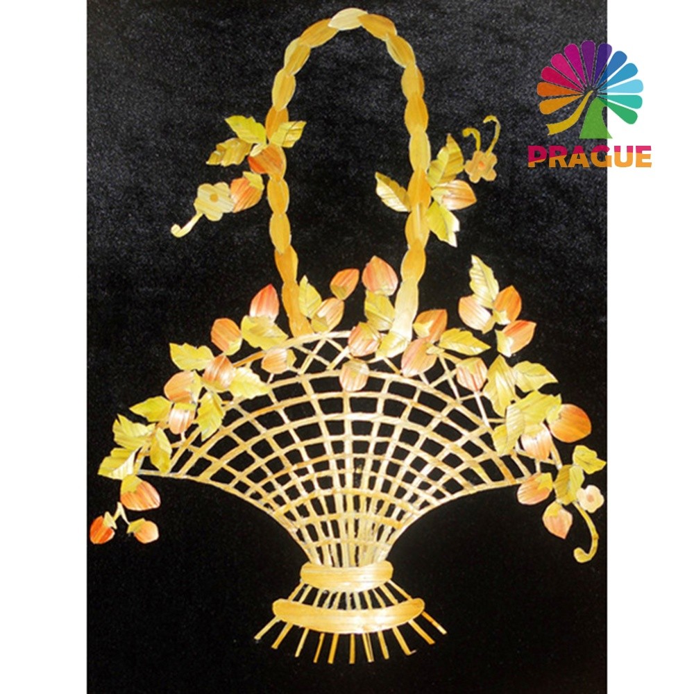 ตะกร้าดอกไม้สีทองภาพวาดเพชร 5D Kit Square 20X30cm DIY WT362
